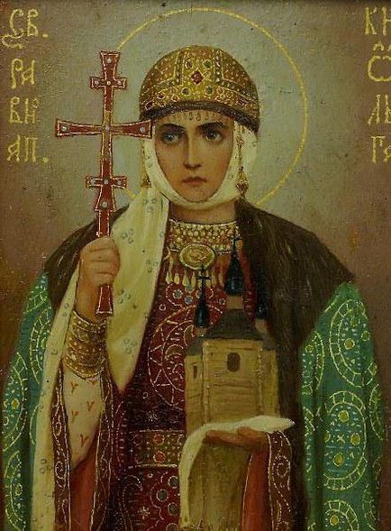 Ikon Szent Olga értékkel imádkoznak előtte