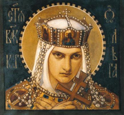 Ikon Szent Olga értékkel imádkoznak előtte