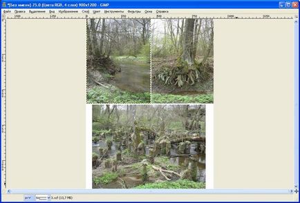 Как да поставите (взети заедно) на няколко изображения в едно в GIMP