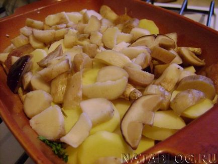 Картопля запечена в духовці з білими грибами, natablog