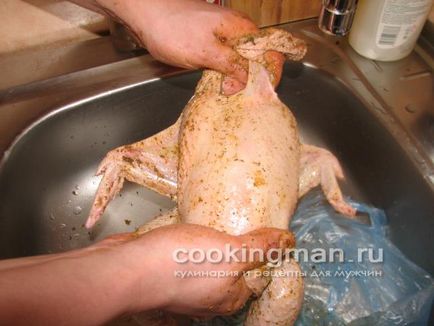 Csirke sült a kemencében burgonyával és hagymával - főzés a férfiak