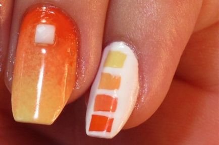Manichiura portocalie cu design alb original cu mâinile tale, cuie frumoase - completează-ți