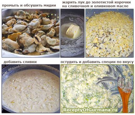 Musseluri în sos de cremă de usturoi