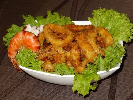 Saját receptek sült tintahal gyűrűk, rántott, hogyan kell elkészíteni egy recept hagymával, ropogós, fotók (tintahal gyűrűk rántott recept) Saját receptek sült tintahal gyűrűk, rántott, hogyan kell elkészíteni egy recept hagymával, ropogós, fotók