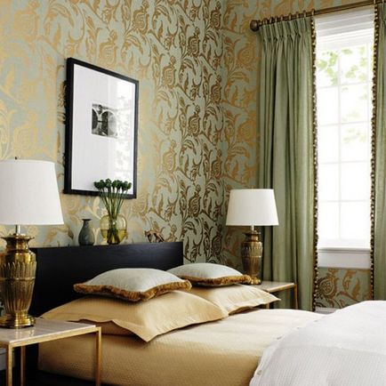 Wallpaper interior de culoare aurie și fotografie cu tapet de aur