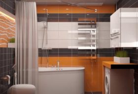 Помаранчева ванна кімната фото дизайну, поєднання кольорів