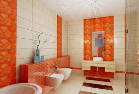 Orange fürdőszoba fotó design, színek kombinációja (szoba) Orange fürdőszoba tervezés fotók, színkombináció