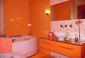 Orange fürdőszoba tervezés fotók, színek kombinációja (fotó) Orange fürdőszoba tervezés fotók, színkombináció