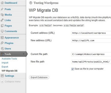 Transferați baza de date WordPress la o nouă hosting, totul despre wordpress