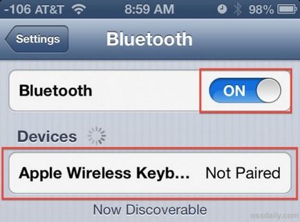 Conectați tastatura wireless la iPhone