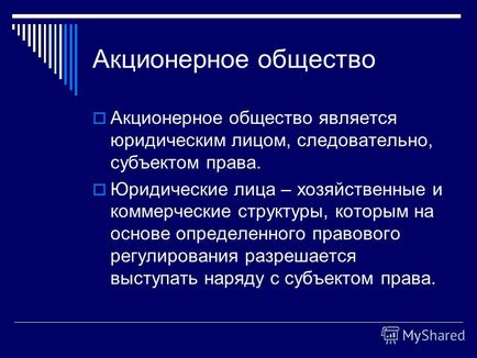 Prezentare pe tema societăților pe acțiuni ca formă de organizare a afacerilor mari