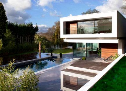 Projektek modern egyszintes és kétszintes házak stílusában minimalista