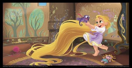 Prințesa Rapunzel cu părul lung din desene animate