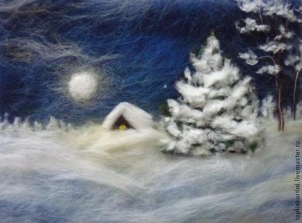 Малюємо шерстю картину «зимова ніч» - ярмарок майстрів - ручна робота, handmade