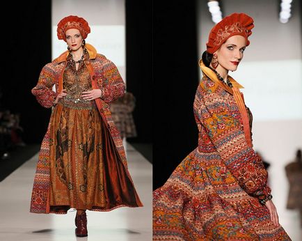 Російський стиль в одязі жінок, сучасні сукні, пальто та інший одяг, модні і стильні образи
