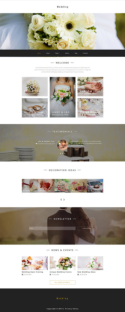 Șablon pentru crearea unui site web al unei agenții de nunți