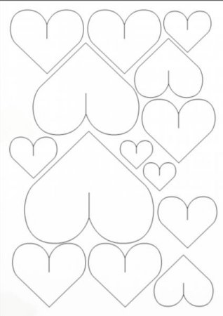 Шаблон ескізу сердечка для вирізання з паперу трафарет скачати і роздрукувати