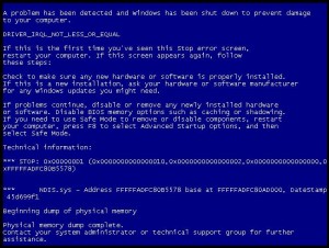 Ecran albastru al driverului morții irql nu mai puțin sau egal, un mic blog al administratorului de sistem