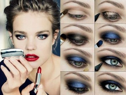 Синій макіяж (26 фото) make-up тінями і олівцем в темно-синіх тонах, поєднання з тушшю і