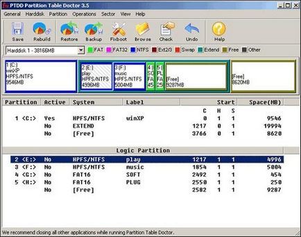 Descărcați gratuit medicul tabelei de partiții pentru a restaura partițiile hard diskului