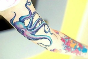 Octopus tattoo (értelmét, vázlat, fotó), tattoofotos