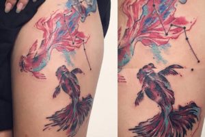 Vízöntő tattoo kép - konstelláció a férfi és női tetoválás Yurets szívében tölgy (konstelláció) Photo Aquarius tetoválás - a konstelláció a férfi és női tetoválás Yurets szívében tölgy