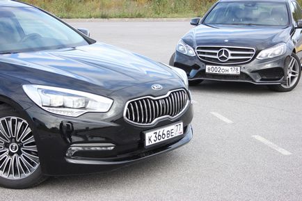 Tesztvezetés kia quoris (Kia kvoris) ellen Mercedes-Benz E-osztály (Mercedes-Benz E-osztály), és egy árat