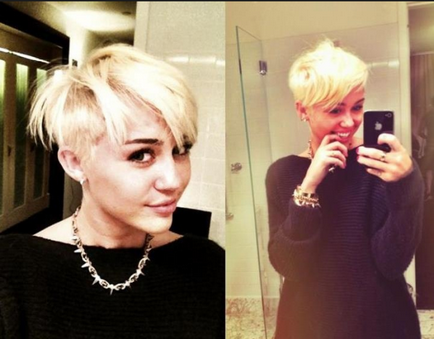 Transformarea lui Kathy Perry în Cyrusul lui Miley ca o coafură este capabilă să schimbe imaginea, utilă pentru frumusețe