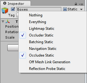 Unity - керівництво вікно occlusion culling