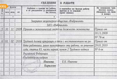 Відновлення на роботі за рішенням суду, статті, журнал «кадрове справа»