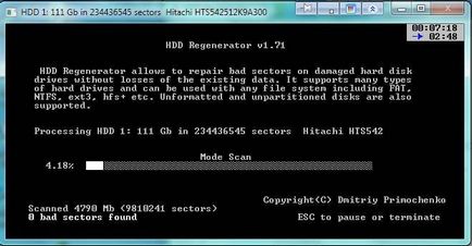 Visszaállítása a merevlemez a hdd regenerátor, amelyben Windows és Linux szerverek