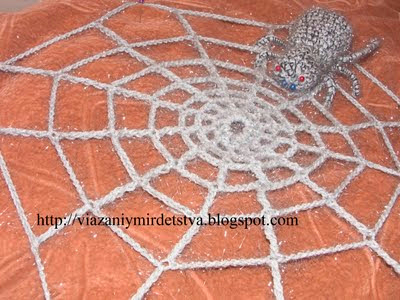 Tricotat păianjen cu pânză de păianjen