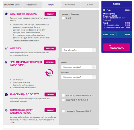 Wizz aer cumpăra un bilet, ușor de upgrade