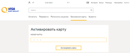 Rendelje meg a kártya Qiwi vízum műanyag
