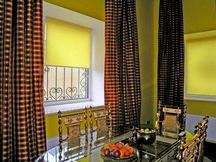 Zöld konyha elegáns színkombináció a belső, modern függönyök és tapéta (modern) Zöld konyha elegáns színkombináció a belső, modern függönyök és tapéta