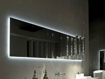 Oglinzi în baie cu lumină - idei de design interesante