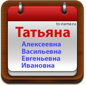 Semnificația numelui Tatiana cu patronimul Alekseyevna, anatol'evna, borisovna, vadimovna, vasilevna,