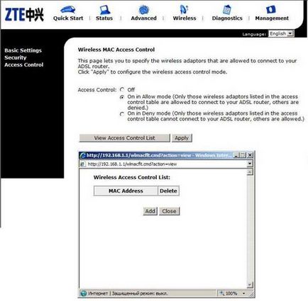 Zte -zxdsl 531b - instalarea wi-fi