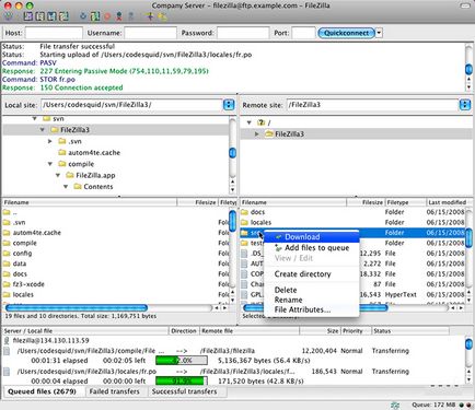 Freeware ftp client filezilla