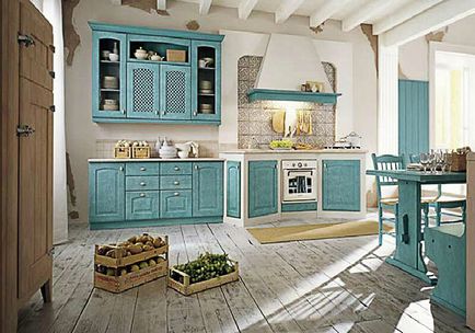 Design de bucătărie în culoarea inimii in stil Provence a Franței