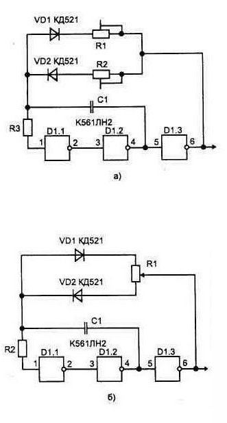 Generatoare de impulsuri pe microscheme KMOP, circuite electrice