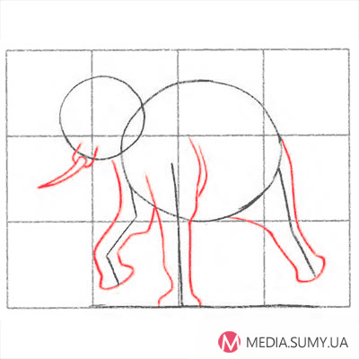 Як намалювати мультяшного слона крок за кроком