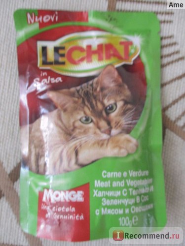 Корм для кішок monge lechat meat and vegetables - «підходить лише як ласощі