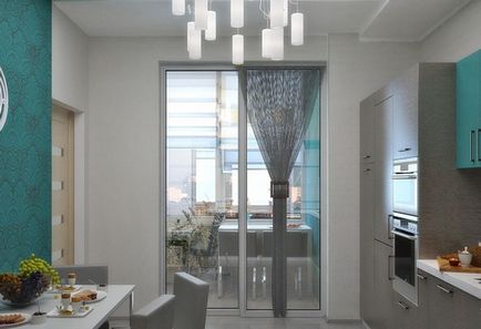 Bucătărie pe balcon sau design loggia, fotografie interioară