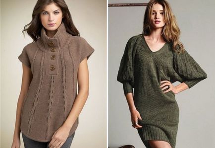 Modă tunică tricotată pentru femei - iarna caldă și vară deschisă