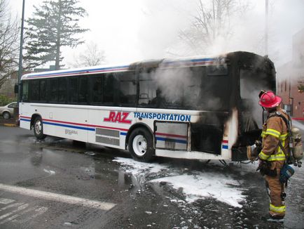 Foc în cabina de călători a transportului public