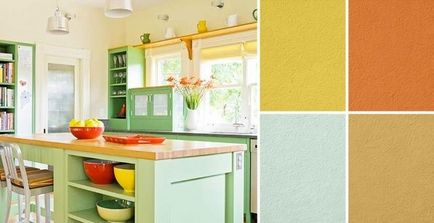 A színek kombinációja a belső a konyha - egy fénykép és szín megfelelő szabályok