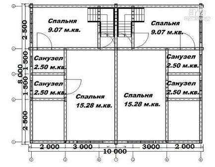 Спарений будинок з бруса 8х10, проект аляска