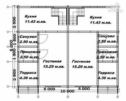 Спарений будинок з бруса 8х10, проект аляска