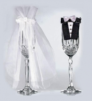 Pahare de nunta, autocolante pentru sticle de nunta, decoratiuni pentru sampanie
